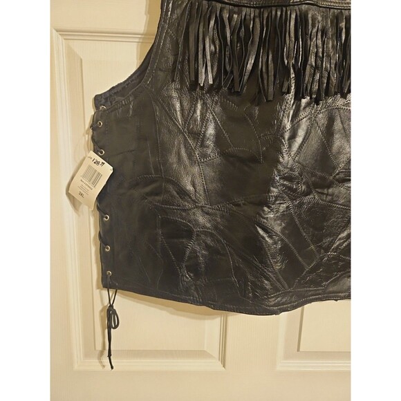 NWT GIOVANNI NAVARRE Genuine Leather Vest Size XXXL 3XL Black Button Up Tassels - Picture 10 of 13